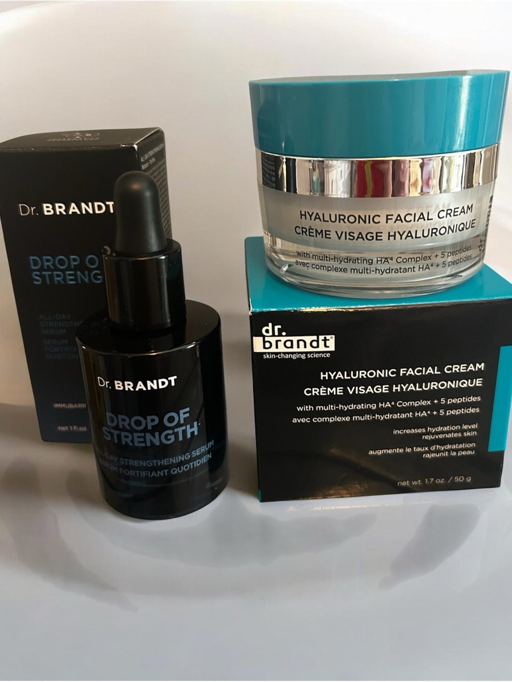 Dr. Brandt Hyaluronic Facial Cream & Drop of Strength Serum New